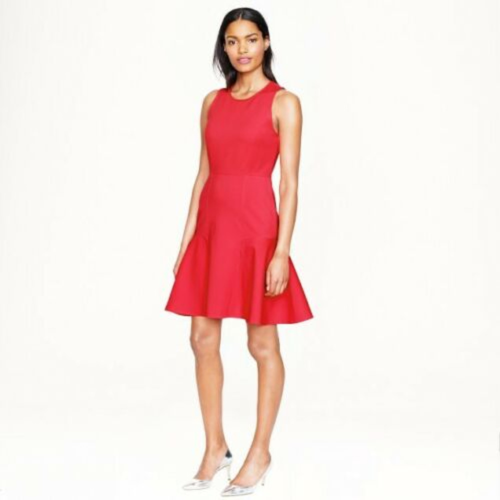 New J Crew M 10 Coral Flounce Panel dress Ponte